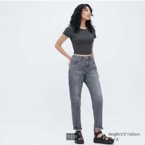 NWT Uniqlo Ribbed Crew Neck Short-Sleeve Cropped T-Shirt size XS